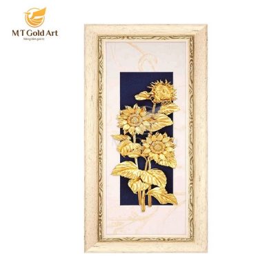 Tranh hoa hướng dương dát vàng (18x40cm)