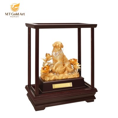 Linh vật dát vàng Tuất tài lộc (19x29x35cm)