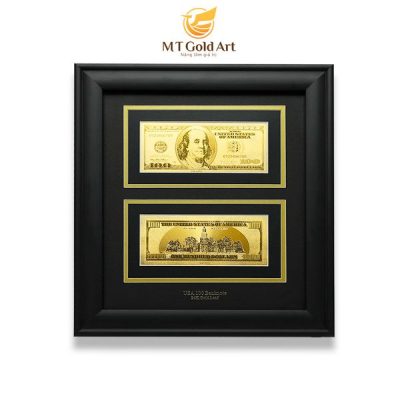 Tranh tờ $100 dát vàng 24k