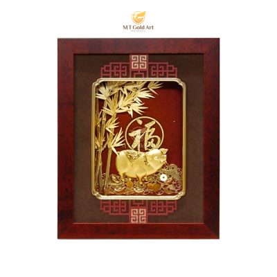 Tranh heo dát vàng (26x33cm) – mẫu 6