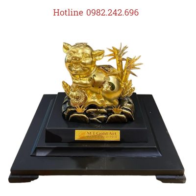 Heo tài lộc dát vàng (14x17x24cm)