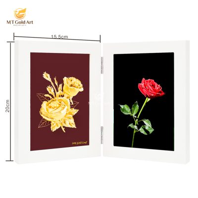 Khung ảnh hoa hồng tình yêu dát vàng (15x20cm)