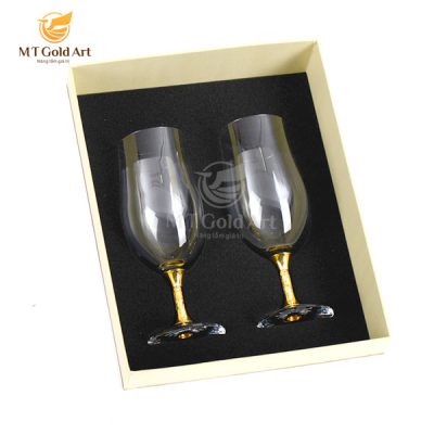Ly uống nước pha lê đúc vàng 425ml (S526)