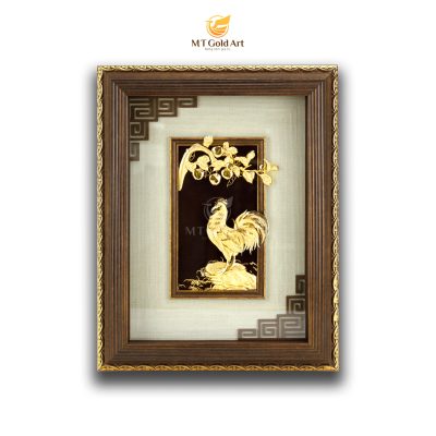Tranh gà trống dát vàng (25x32cm)