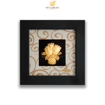 Tranh hoa tulip dát vàng (13x13cm)