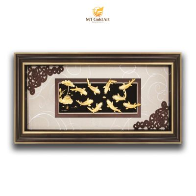 Tranh Cửu Ngư Quần Hội Dát Vàng 24K (M02)