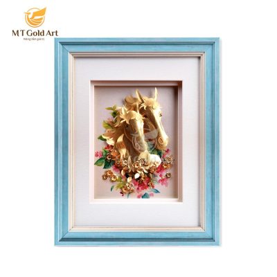Tranh dát vàng Đôi ngựa tình nhân (27x34cm)