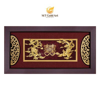 Tranh Rồng Phượng dát vàng (42×81)