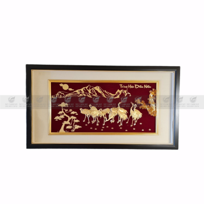 Tranh tùng hạc diên niên – Quà cưới, quà mừng thọ cao cấp (42x81cm)