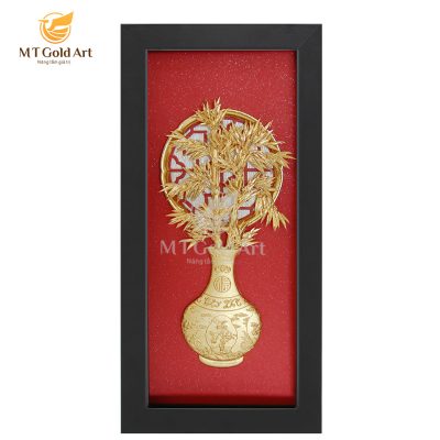 Tranh Bình Trúc Dát Vàng 24k (13x26)