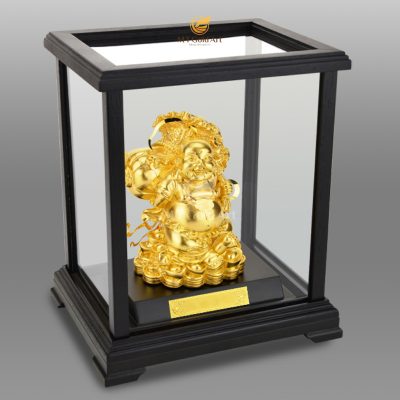 Tượng di lặc phong thủy dát vàng (17x20x24cm)