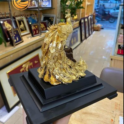 Tượng chim phượng hoàng dát vàng (17x20x24cm)
